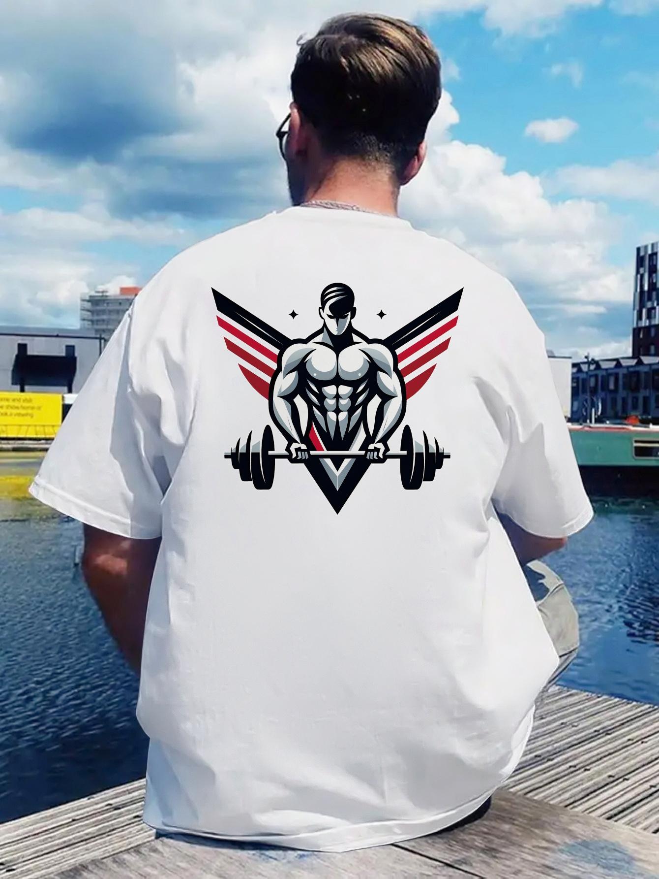 Inspirational Graphic T-shirt - Black Short Sleeve with Muscle Design XXL