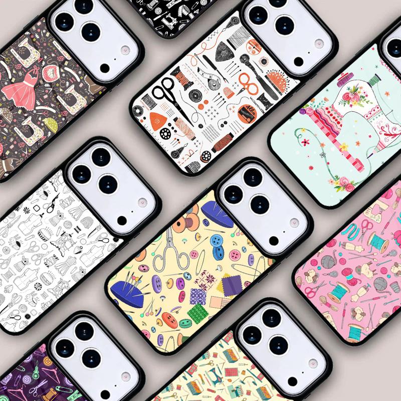 Sewing Machine Pattern Phone Case For IPhone 17 16e 15 14 13 12 11 Pro Max Air Mini Soft Protective Cover