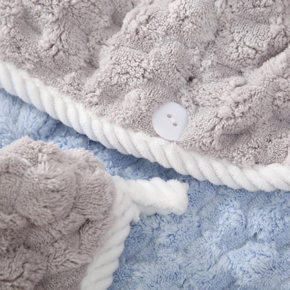 Towel Bath Hats with Button Fast Drying Hair Towel Microfiber Hair Drying Cap  Women