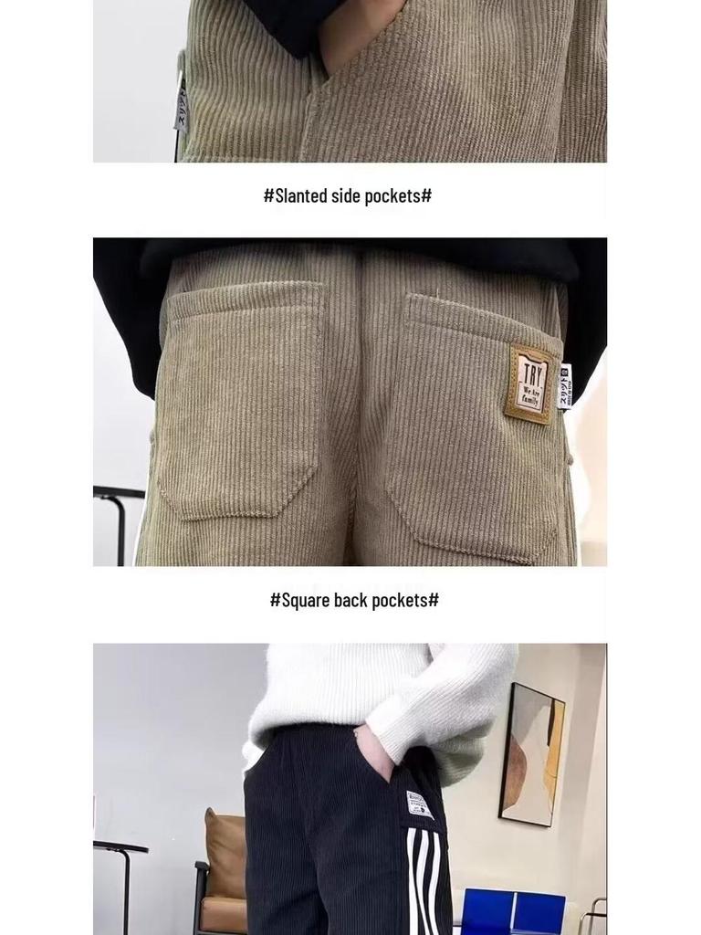 Randiga vardagsmysbyxor för pojkar - Vår-, Höst-, Vinterstilar