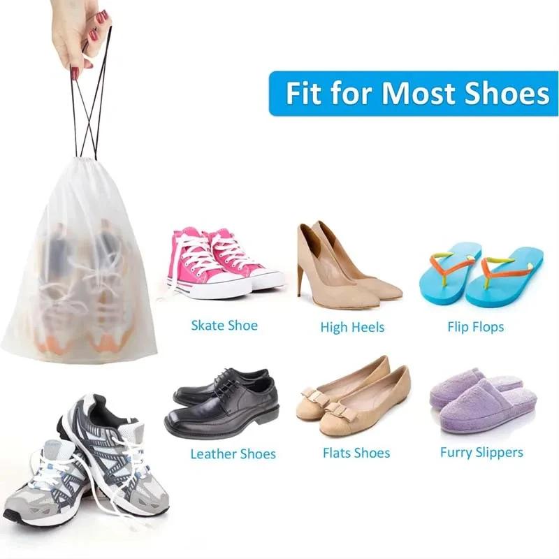 10/20/50pcs Portable Shoe Storage Drawstring Storage Bags Sundries Travel Makeup Bag Waterproof Transparent Plastic Storage Bags