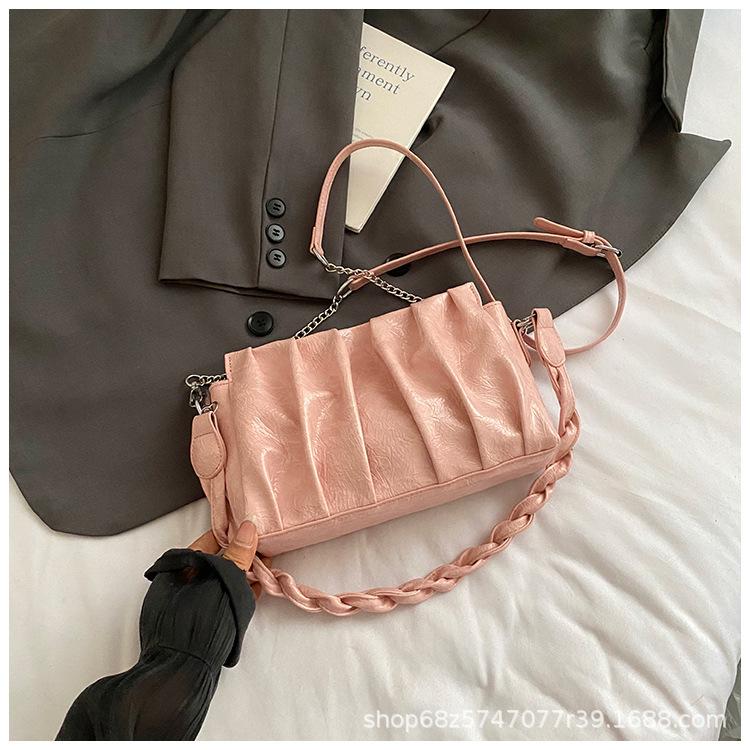 Foreign Style Pleated Cloud Bag Women's Bag 2025 New Hand-carried Small Square Bag Women's Fashion Shoulder Bag Korean Crossbody Bag