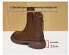 Women's Vintage Korean Style Mid-Calf Leather Martin Boots, Autumn/Winter Collection, Plus Size, Back Zipper, Casual Slimming Design.