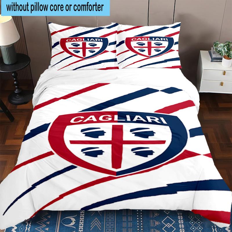 3PCS Football Cagliari Design Bedding Set,Including 1pc Duvet Cover And 2pcs Pillowcases Perfect for Bedroom, Dormitory, Fan Christmas gift