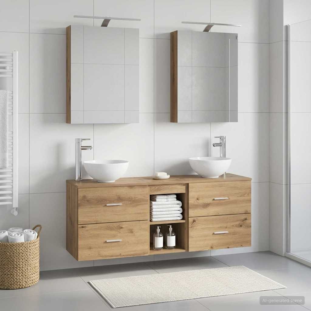 Bathroom Cabinet Set 5 Pcs Artisan Oak 50 X 14.5 X 70 Cm