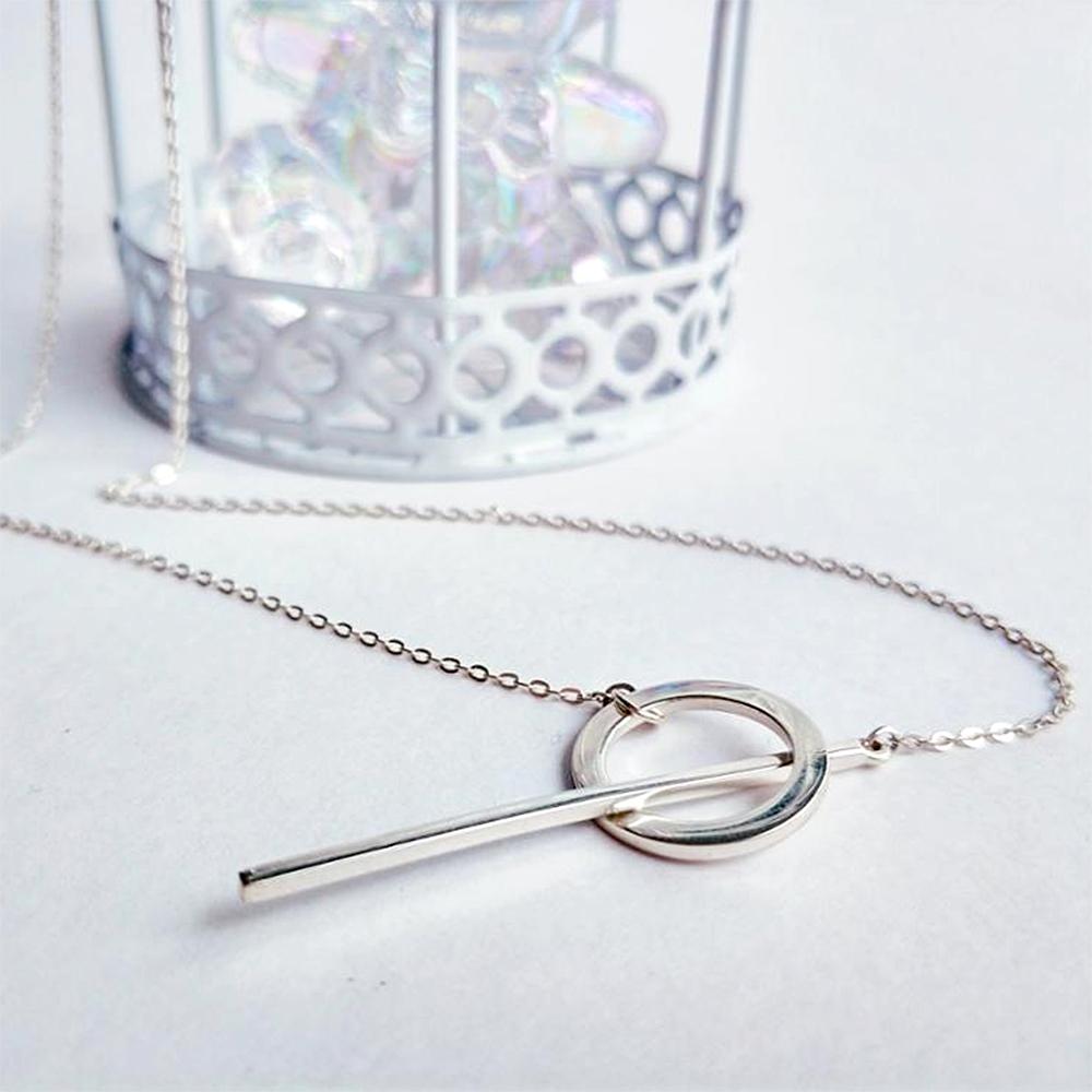 INS Simple Style Long Pendant Necklace for Women Romantic 925 Sterling Silver Gold Color Silver Color Gifts thdaFine Jewelry