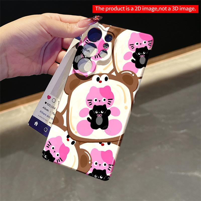 2DFlat Samsung phone case Cute Cat Toast Pattern Phone Case Applicable to Galaxy S22 S23 S24 S25ULTRA S26 A12 A13 A14 A15 A16