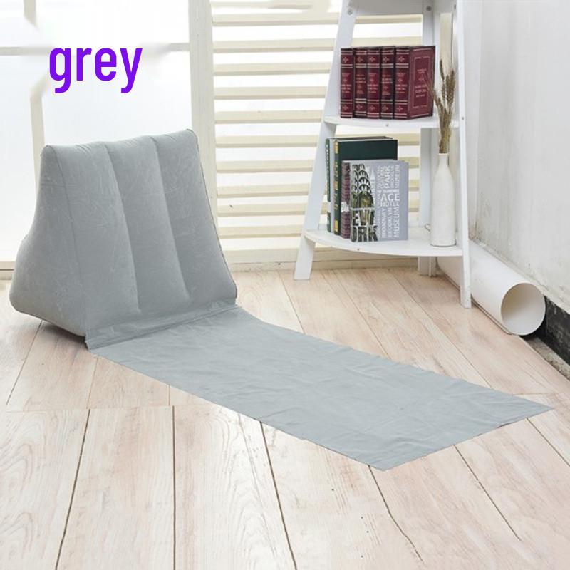 PVC Inflatable Beach Mat with Triangle Back Cushion, Portable & Moisture-Proof, Includes Pillow, Flocking, Folding Design for Single Person Use.