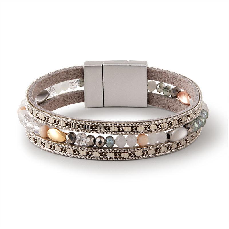 

Браслет из бусин и кожи для женщин, обертывающий браслет, женские ювелирные аксессуары