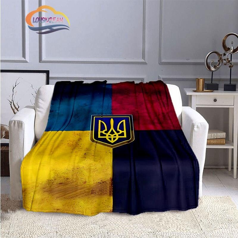 Modische Decke der ukrainischen Fußballmannschaft mit goldenem Logo für Erwachsene und Kinder, 3D-gedruckte warme Decke, Geschenkdecke für Sportliebhaber