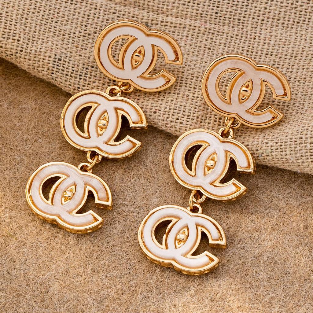 Daisy Jewelry: Imitation Pearl & Rhinestone CC Pendant Earrings for Women's Daily Wear