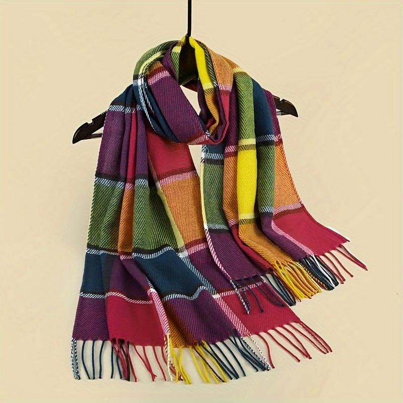 Cashmere Scarf Shawl Winter Stylish Lady Autumn Plaid Wrap Pashmina Tassel Hijab Neck Head Scarves Foulard For Femme