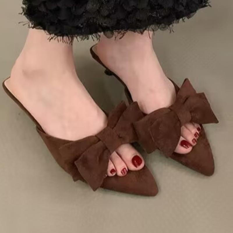 

Женские сандалии 2025 Летние повседневные туфли на шпильке, модные босоножки с открытым носком и бантом, легкие тапочки для прогулок на открытом воздухе 42 коричневый