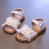 Fashion 2025 Summer New Girls' Sandals Light Luxury Wind Net Gauze Pearl Soft Soled Princess Shoes Little Girls Fashion Beach Shoes