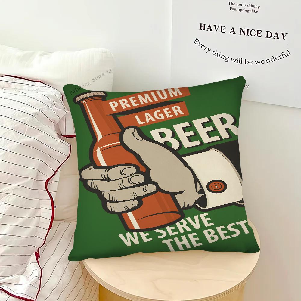 Beer Cigarette Coffee Pillow Case Square Pillow Bedroom Sofa Leisure Comfort Cushion Car Living Room Home Decoration