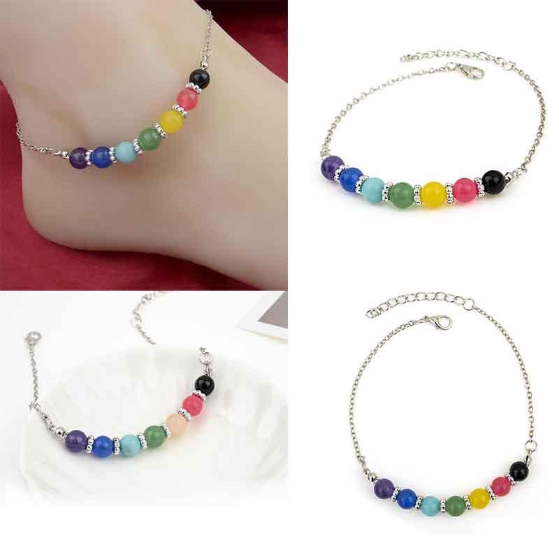 Premium Quality Fashion Stone Beach Boho Ankle Barefoots Bead Foot Bracelet Amethyst Chain