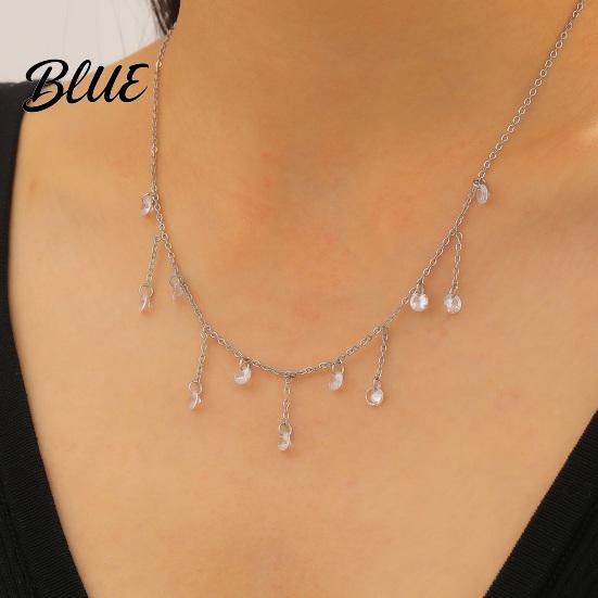 Scratch Resistant Necklace Layered Tassel with Zircon Gold Chain