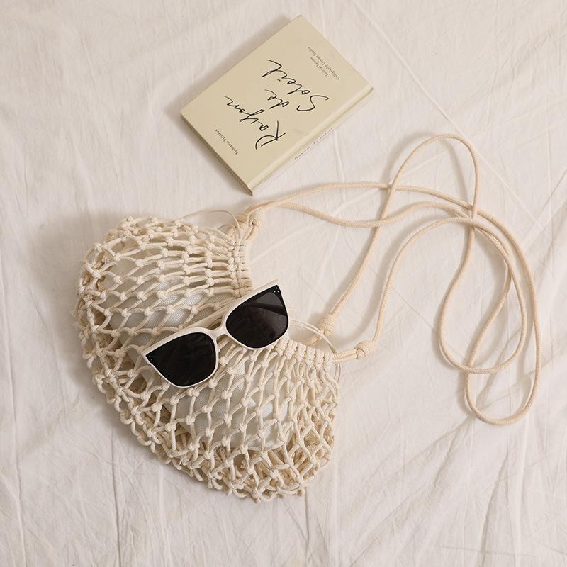 Fashion Solid Color Woven Crossbody Bag, Chic Knitted Shoulder Purse, Versatile Hollow Handbag for Women CLE