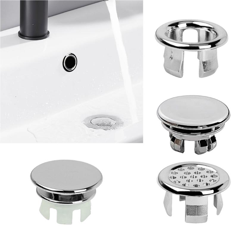 4er-Pack Überlaufabdeckungen für Waschbecken im Badezimmer, Kunststoff, Chrom-Finish, für universelle Keramikbecken, Lochabdeckungen