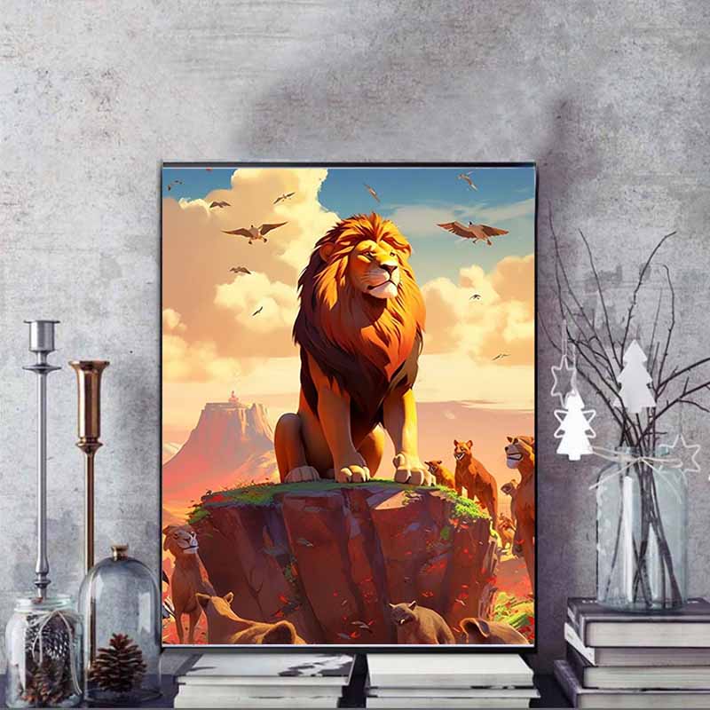 Disney 5D DIY Diamond Painting The Lion King Pride Stone Classic Scene Illustration Cartoon Full Diamond Mosaic Diamond Painting Art WallDecorationSet