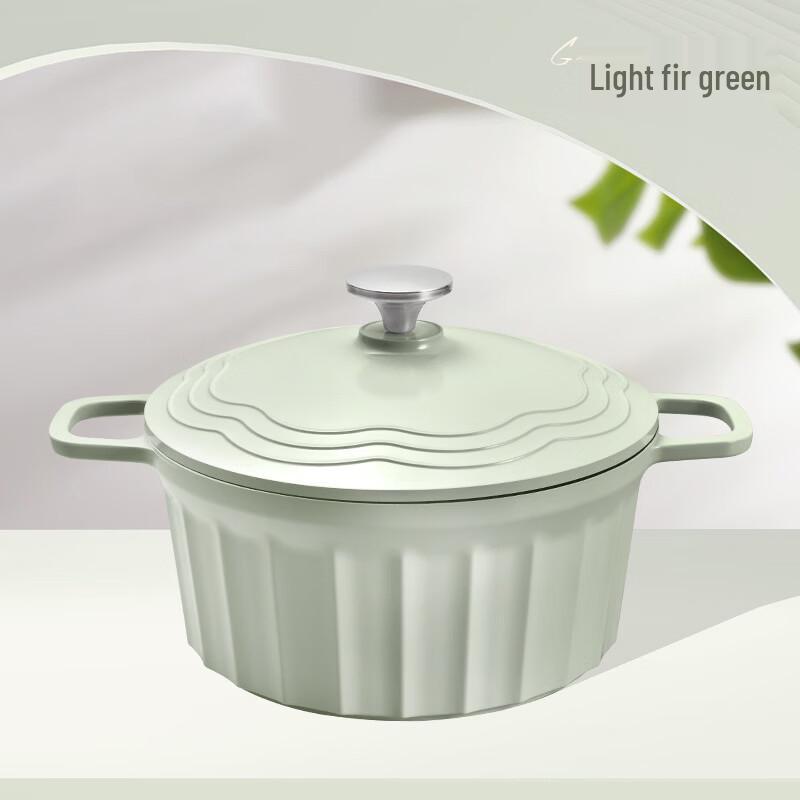 ZISIZ Enamel Non-Stick Double-Handled Stew Pot