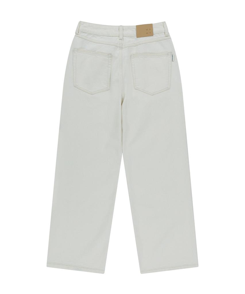 WACKY WILLY Women'S Pigment Color Washed Denim Pants Cream