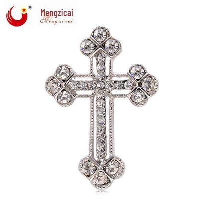 European Alloy Rhinestone Cross Brooch – Korean Style Men's Corsage Accessory