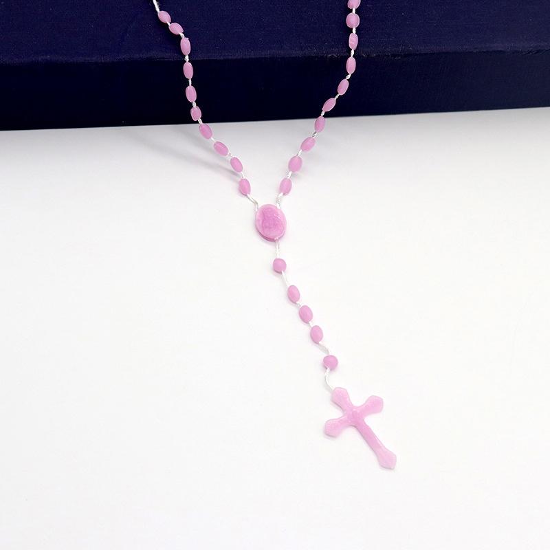 Luminous Catholic Christ Jesus Cross Plastic Rosary Crucifix Necklace Religious Church Decoration Wall Crosses Souvenirs Gifts