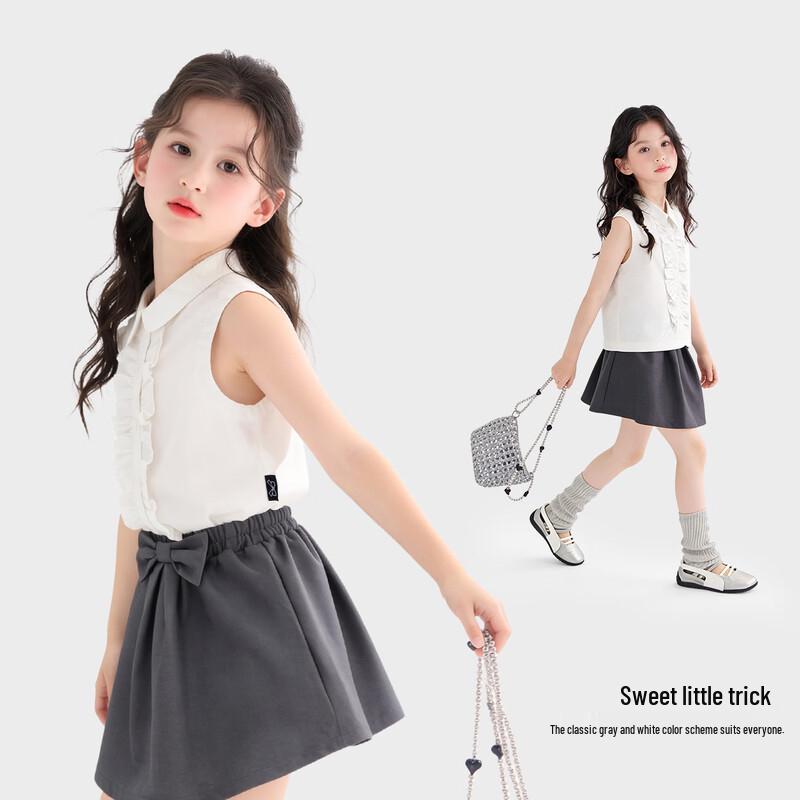 Girl's School Style Bow Skirt Set