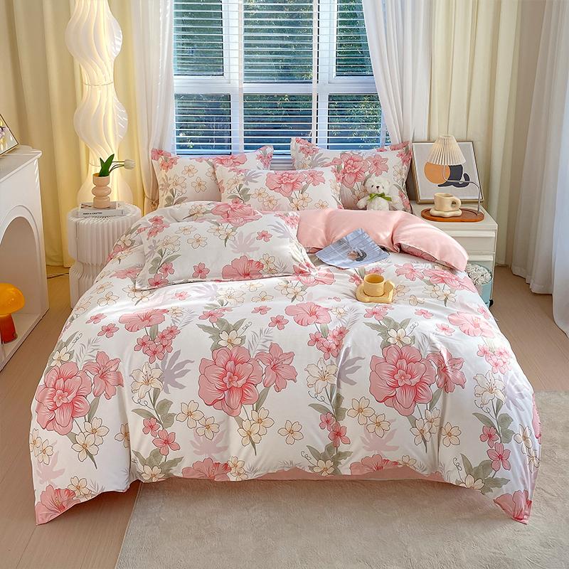 Flower Botanical Duvet Cover Set 3pcs Floral Bedding Set for Kids and Adults Comforter Covers Pillowcases, Washable Home Textil
