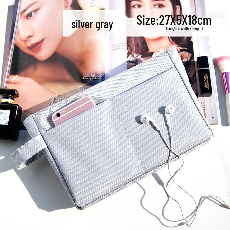 Red Korean-Style Jacquard Waterproof Nylon Multi-Functional Storage Inner Bag 27*5*18cm серебряный серый