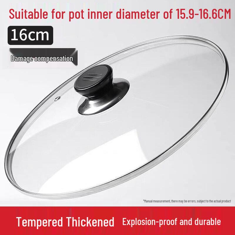 Universal Tempered Glass Stainless Steel Lid for Flat-Bottomed Pans and Woks