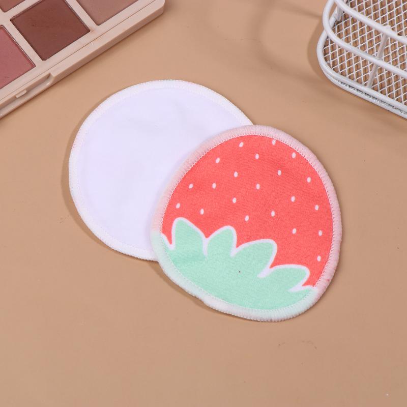 10 Pcs Makeup Remover Pads Washable Double-Layer Strawberry Print Cleaning Cotton Reusable Facial Make Up Removal Pads Tool