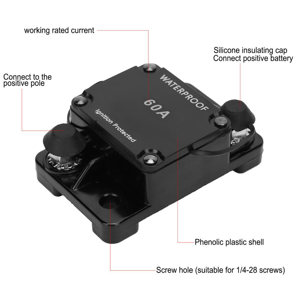 Circuit Breaker Auto Reset   Holder Waterproof Automatic    12‑24V HT‑608
