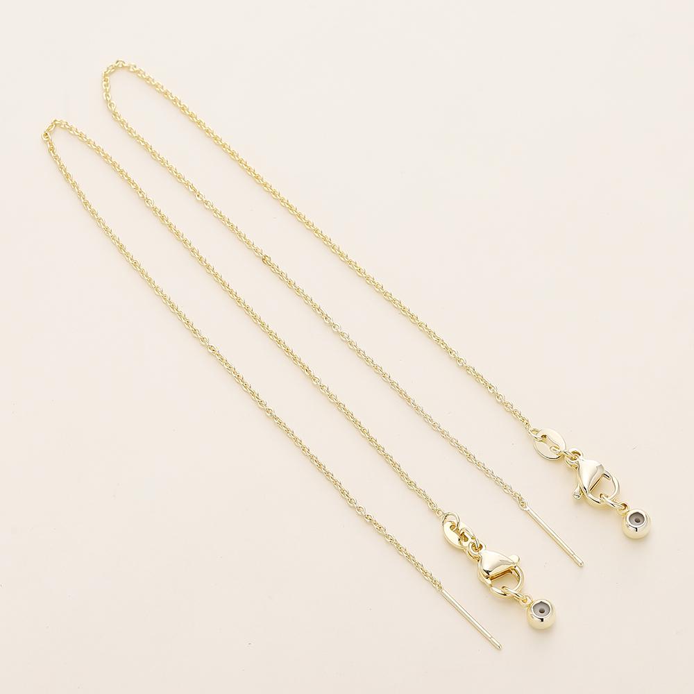 2/4Pcs/Lot 14/18K Gold Plated Flat Round Chain Thrusting Pin Adjustable Chains For DIY Necklace Jewelry Making Accessories