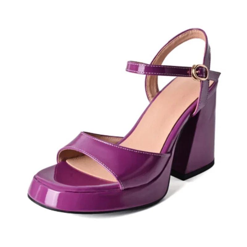 Fashion Luxury Leather Women's Sandals Sexy Slingbacks Chunky High Heels Ankle Strap Open Toe Summer Heeled Sandals Zapatos De Mujer