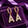 Simple English Pendant Earrings Fashion Premium Stainless Steel Gold Plated Ear Buckles Women's Zircon Stud Earrings Jewelry
