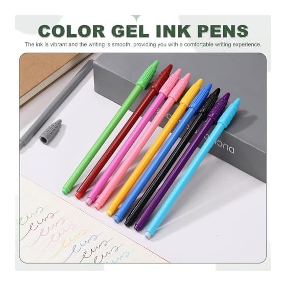 PATIKIL 12 Colors Gel Pens, 0.5mm Fine Point Black Gel Ballpoint Pens, Smooth Writing for Journaling, Notes, Office Stationery, Drawing, Teachers,