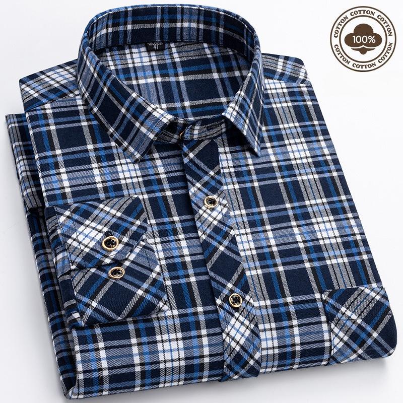Flannel Shirt Jackets for Men Long Sleeve Regular Fit Button Down Work Shirts Outwear Men's Casual Plaid Heavyweight Cotton Shirt With Pockets