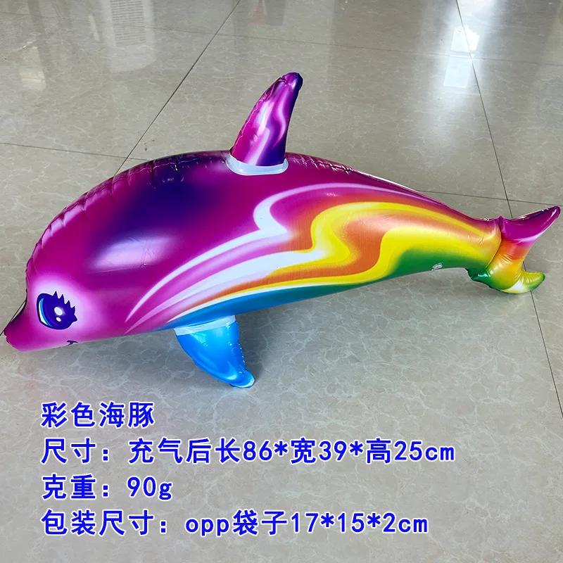Inflatable Dolphin Rainbow Inflatable Toy Inflate Pool Beach Birthday Party Decoration Float Water Sports Inflatable Toy