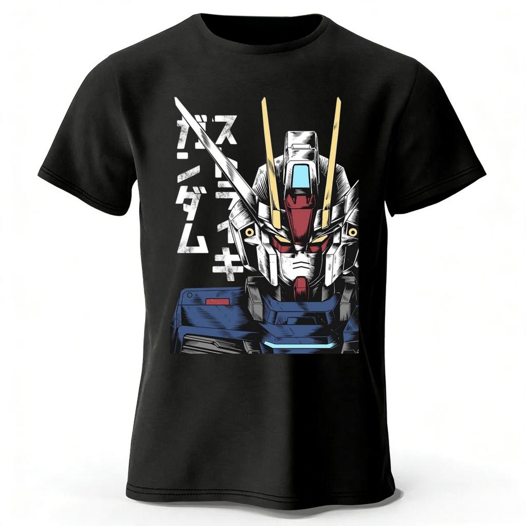 Japanese Retro Mobile Suit Gundam Pure Cotton T-shirt Unisex Daily Casual Versatile Comfortable Plus-size Short Sleeves Tees