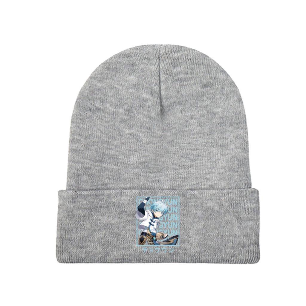 Chongyun Genshin Impact Anime Game Strickmütze Beanies Herbst Wintermütze Warme Farbkappen für Unisex Frauen