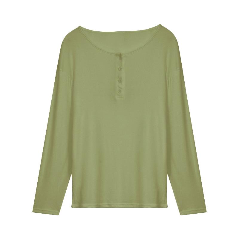 Spring Lazy Wind Thin Button Long Sleeve T-Shirt Women's Casual Skinny Women's Bottom Shirt Design Sense Women's Top