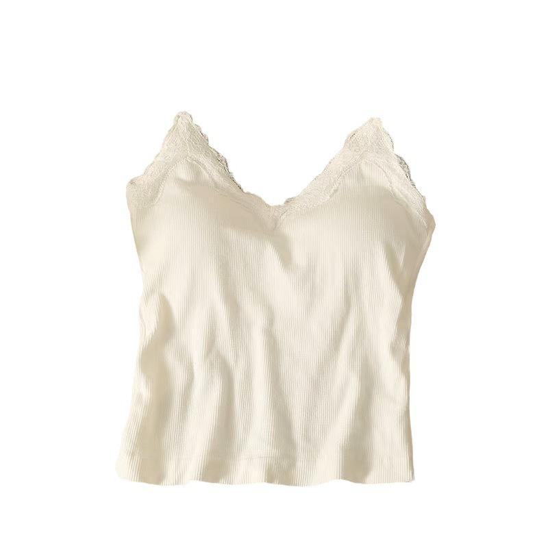 New non-marking lace beauty back sling vest women's inner anti-light outer wear integrated fixed cup with chest pad wrap