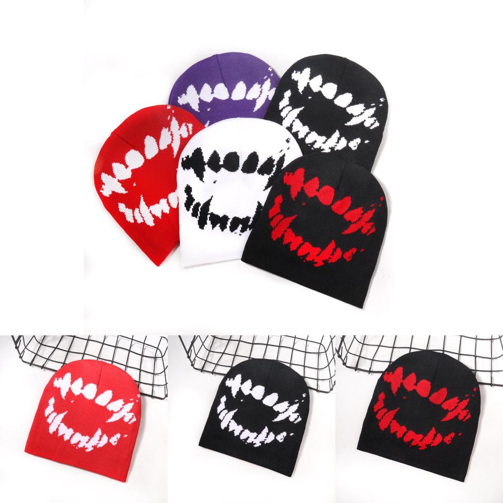 Fashionable Knit Cap For Men Women With Expression Pattern Warm Street Style