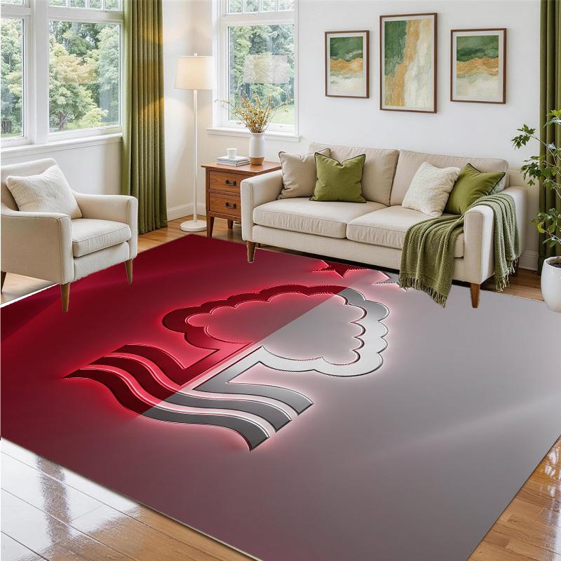 Nottingham Forest Fußball Design Kristall Samt Teppich Weiche Dekorationsmatte für Schlafzimmer Eingang