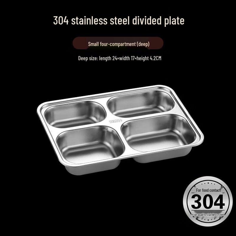 Stainless Steel 3-Compartment Divided Lunch Tray