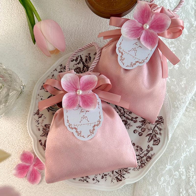 Elegant Satin Wedding Candy Bags and Boxes