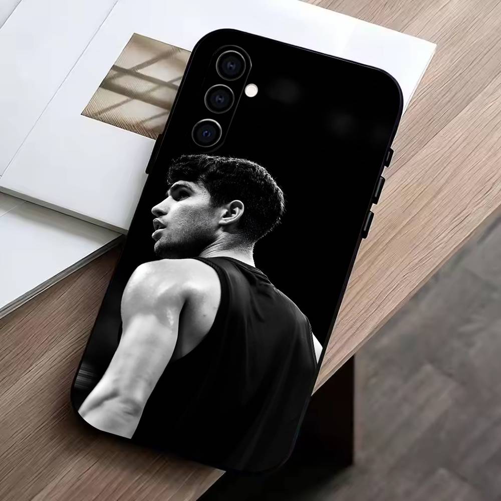 tennis player-Carlos Alcaraz Phone Case Black Silicone Soft For Samsung Galaxy A73,A72,A71,A70,A53,A52,A51