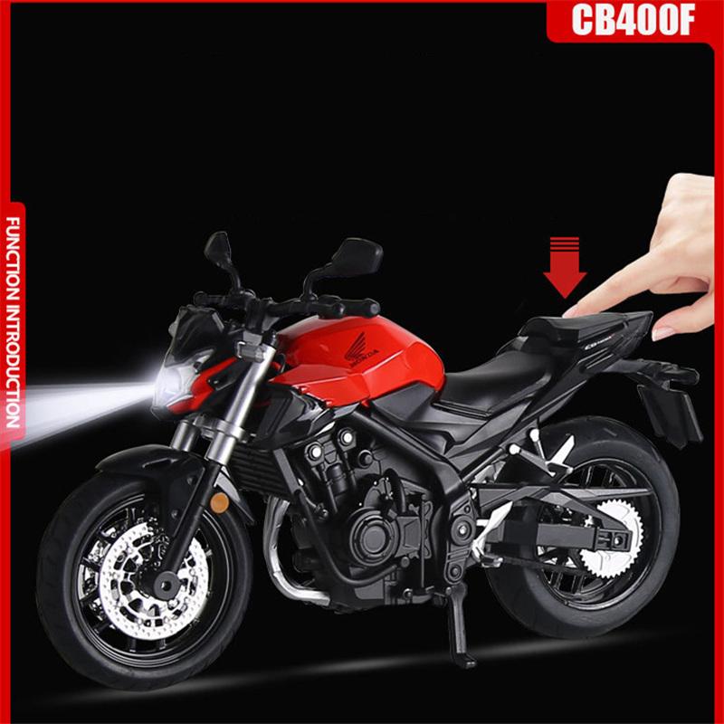 1/12 HONDA CB400F Alloy Sports Motorcycle Model Diecasts Street Racing Motorcycle Model Simulation Sound and Light Kids Toy Gift